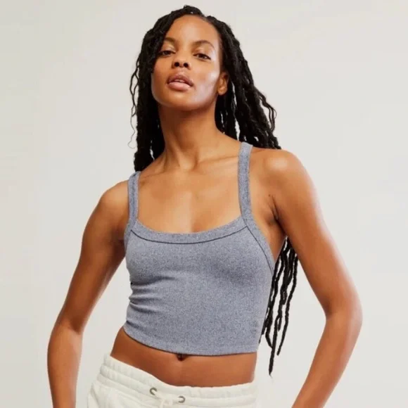 *NWOT* Free People All Clear Solid Cami - Heather Navy - Picture 1 of 7